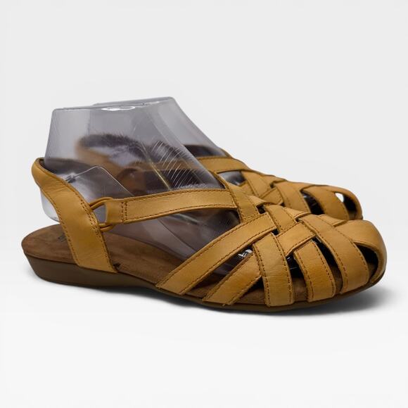 Earth Origins Shoes - Earth Origins Belder Berri Amber Yellow Leather Gladiator Sandals Womens Size 8